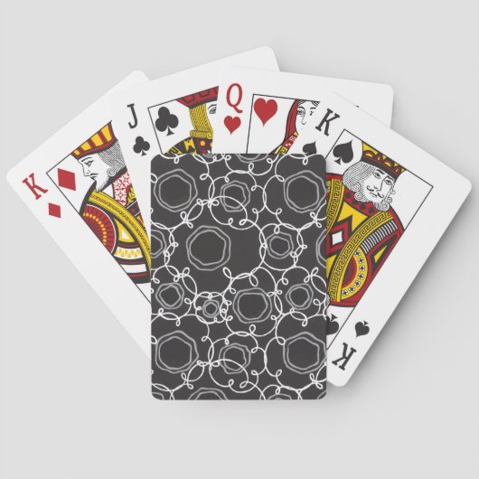 Abstracte bloemmatrix (houtskool) fijnere kunst pokerkaarten (Achterkant)