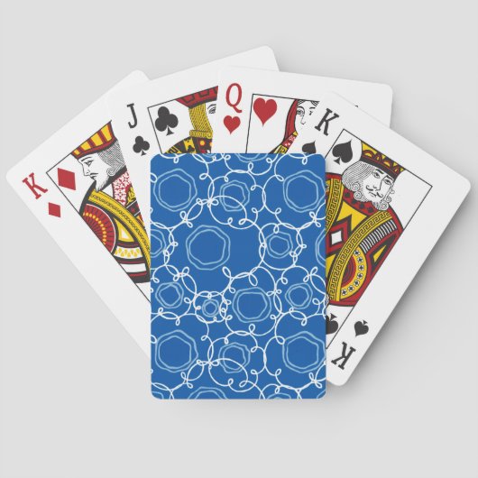 Abstracte bloemmatrix (koningsblauw) fijne kunst pokerkaarten (Achterkant)