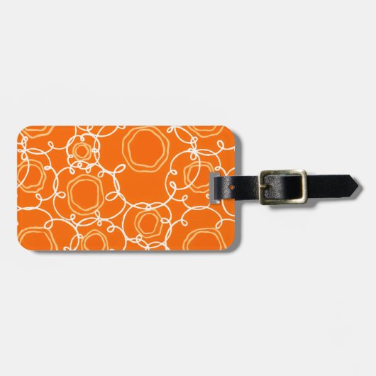 Abstracte bloemmatrix (oranje) fijne kunst bagagelabel (Voorkant horizontaal)