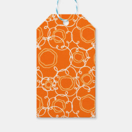 Abstracte bloemmatrix (oranje) fijne kunst cadeaulabel