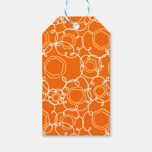 Abstracte bloemmatrix (oranje) fijne kunst cadeaulabel (Voorkant)