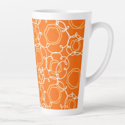 Abstracte bloemmatrix (oranje) fijne kunst latte mok (Rechts)