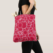Abstracte bloemmatrix (Rood) Fijne Kunst Tote Bag (Dichtbij)