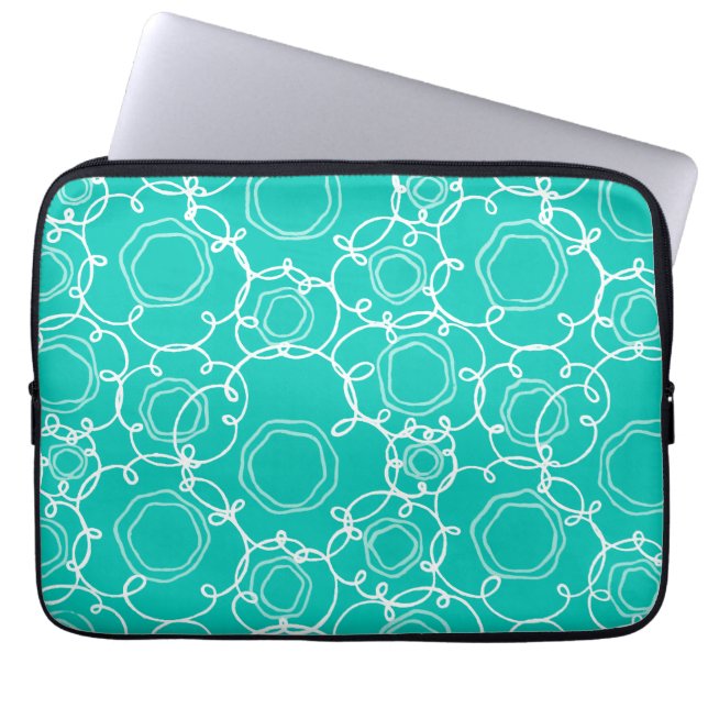 Abstracte bloemmatrix (Turkoois) Fijne Kunst Laptop Sleeve (Voorkant)