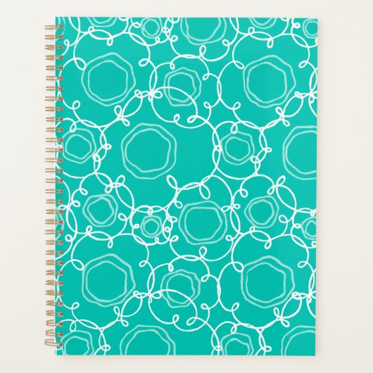 Abstracte bloemmatrix (Turkoois) Fijne Kunst Planner (Voorkant)