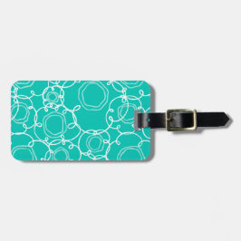 Abstracte bloemmatrix (Turquoise) Fijne Kunst Bagagelabel