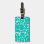 Abstracte bloemmatrix (Turquoise) Fijne Kunst Bagagelabel (Voorkant verticaal)