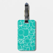 Abstracte bloemmatrix (Turquoise) Fijne Kunst Bagagelabel (Achterkant verticaal)