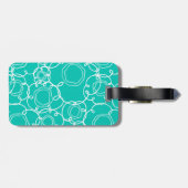 Abstracte bloemmatrix (Turquoise) Fijne Kunst Bagagelabel (Achterkant horizontaal)