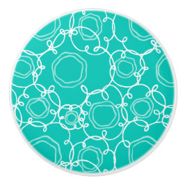 Abstracte bloemmatrix (Turquoise) Fijne Kunst Keramische Knop