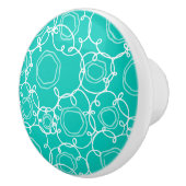 Abstracte bloemmatrix (Turquoise) Fijne Kunst Keramische Knop (Rechts)