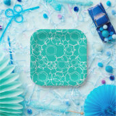 Abstracte bloemmatrix (Turquoise) Fijne Kunst Papieren Bordje (Feest)