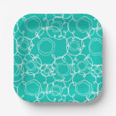 Abstracte bloemmatrix (Turquoise) Fijne Kunst Papieren Bordje (Voorkant)