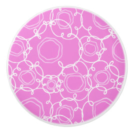 Abstracte bloemmatrix (zachte roze) fijne kunst keramische knop