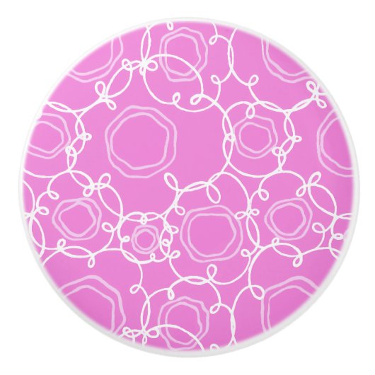 Abstracte bloemmatrix (zachte roze) fijne kunst keramische knop (Voorkant)