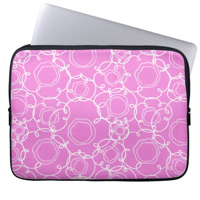 Abstracte bloemmatrix (zachte roze) fine art laptop sleeve (Voorkant)