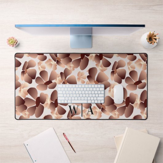 Abstracte Bloemmokka Mousse Beige Preppy Monogram Bureaumat (Kantoor 1)