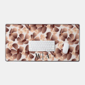 Abstracte Bloemmokka Mousse Beige Preppy Monogram Bureaumat (Keyboard & Muis)