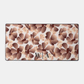 Abstracte Bloemmokka Mousse Beige Preppy Monogram Bureaumat (Voorkant)