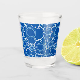 ABSTRACTE BLOEMMOTIEF IN KONINKLIJK BLUW SHOT GLAS