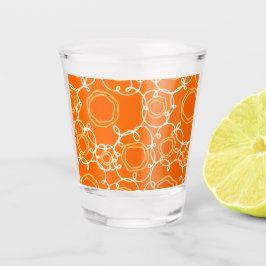 ABSTRACTE BLOEMMOTIEF IN ORANJE SHOT GLAS