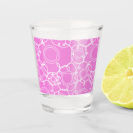 ABSTRACTE BLOEMMOTIEF IN ZACHT ROZE SHOT GLAS