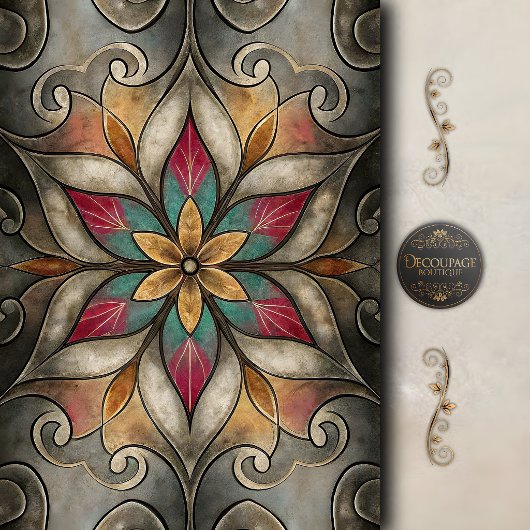 Abstracte bloemmozaïekdecoupage tissuepapier
