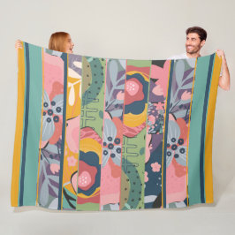Abstracte bloempatchwork fleece deken