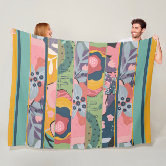 Abstracte bloempatchwork fleece deken