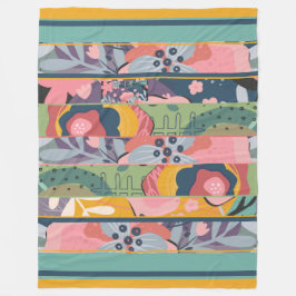 Abstracte bloempatchwork fleece deken