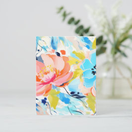 Abstracte bloempatroon schilderij briefkaart