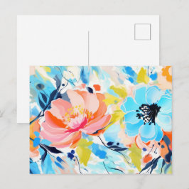 Abstracte bloempatroon schilderij briefkaart