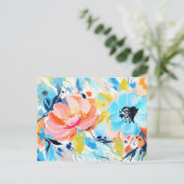 Abstracte bloempatroon schilderij  briefkaart (Staand voorkant)