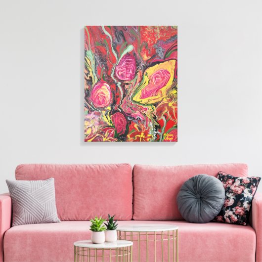 Abstracte bloemschikking canvas afdruk (Insitu (Woonkamer))