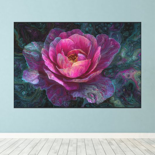 Abstracte bloemschildering op canvas – Moderne blo Afdruk (Insitu (Houten vloer))