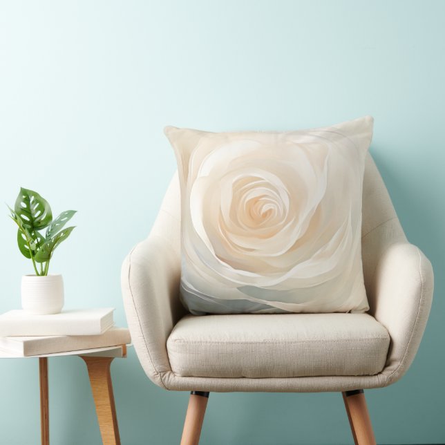 Abstracte bloemschildering van witte roos kussen (Stoel)