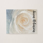 Abstracte bloemschildering van witte roos legpuzzel (Horizontaal)