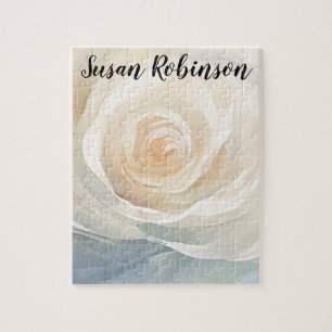 Abstracte bloemschildering van witte roos legpuzzel