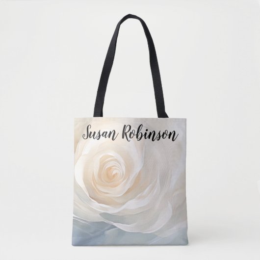 Abstracte bloemschildering van witte roos tote bag (Voorkant)