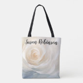 Abstracte bloemschildering van witte roos tote bag (Achterkant)