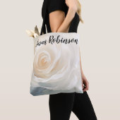 Abstracte bloemschildering van witte roos tote bag (Dichtbij)