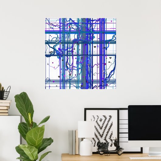 Abstracte bloemschilderingen Geometrisch patroonon Poster (Thuiskantoor)
