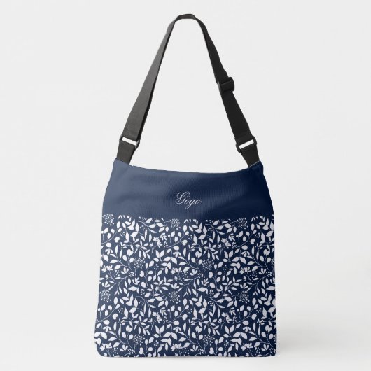 Abstracte bloemsierkunst laat achtergrond achter crossbody tas (Voorkant)