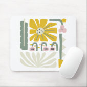 Abstracte bloemtuin geel en groen muismat (Met muis)