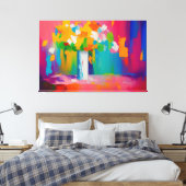 abstracte bloemvaas canvas afdruk (Insitu (Slaapkamer))
