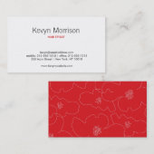 ABSTRACTE BLOESEMS WIT/ROOD VISITEKAARTJE (Voorkant / Achterkant)