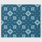 Abstracte blokjes, diamanten, blauw groene kleuren cadeaupapier (Vlak)