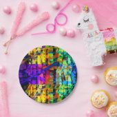 Abstracte blokjes paars papieren bordje (Feest)