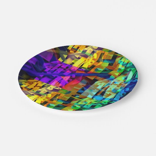 Abstracte blokjes paars papieren bordje (Gekanteld)