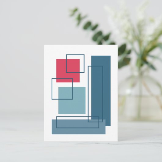 Abstracte blokken 1 geometrisch ontwerp briefkaart (Staand voorkant)